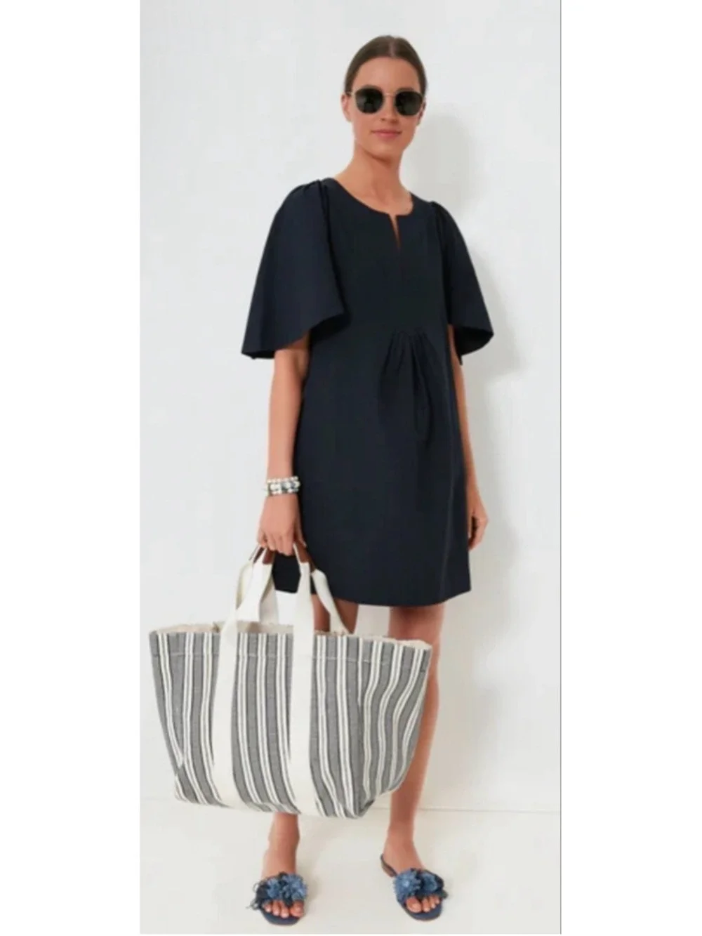 NWT Tuckernuck POMANDER PLACE Navy Finley Flutter Sleeve Mini Dress XL